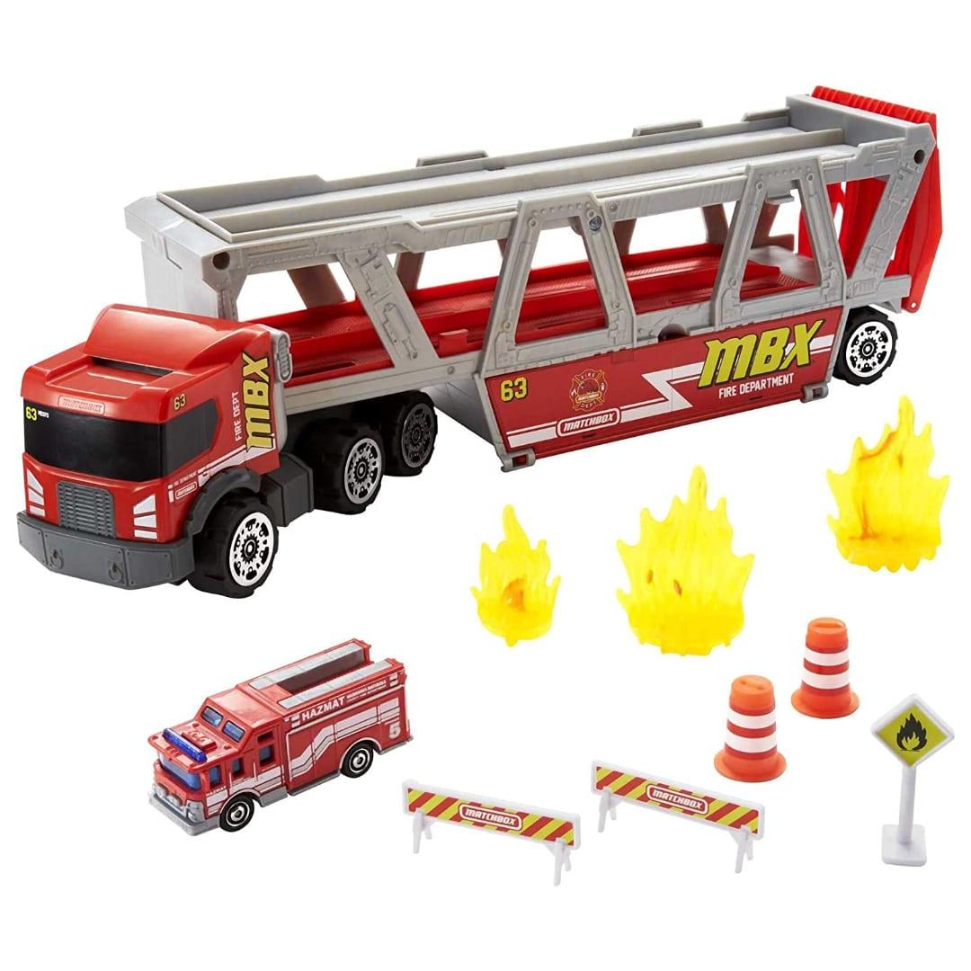 Вантажівка-транспортер Матчбокс Дорожня пригода Matchbox Fire Rescue Hauler