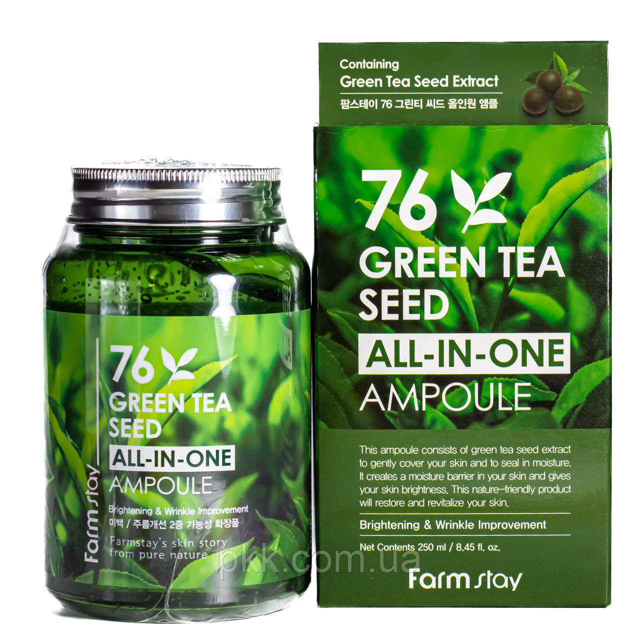 Сироватка ампульна для обличчя FarmStay 76 Green Tea Seed All-In-One омолоджуюча 250 мл