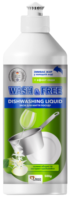 Засіб для миття посуду Wash&Free "Яблуко та едельвейс" (500мл.)