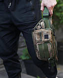 Тактична чорна чоловіча сумка нагрудна на плече або на пояс GOR-TEC MULTICAM мультикам, фото 8