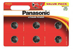 Батарейка PANASONIC CR-2025 Lithium, 3V (6 шт.)