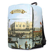Рюкзак для ручной клади Poolparty HUB Ryanair/Wizz Air/МАУ с венецианским принтом 20л (hub-venezia)