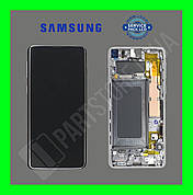 Дисплей Samsung G973 Black S10 (GH82-18850A) сервісний оригінал у зборі з рамкою (переклеєне скло)