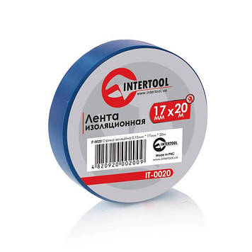Стрічка ізоляційна 0,15 мм x 17 мм x 20 м синя INTERTOOL IT-0020