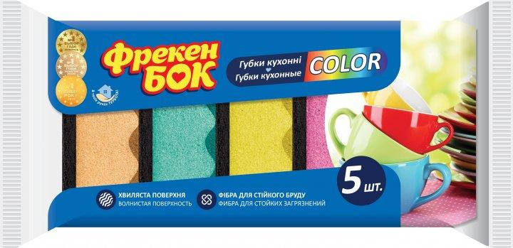 Губки кухонні COLOR Фрекен БОК  з хвилястою поверхнею 5 шт, фото 2