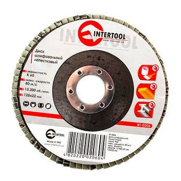 Диск шліфувальний пелюстковий 125x22мм, зерно K60 INTERTOOL BT-0206