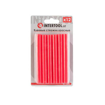 Комплект червоних клейових стрижнів 11.2 мм*100 мм, 12 шт. INTERTOOL RT-1041