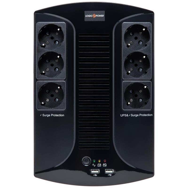 ДБЖ LogicPower 650VA-6PS, Lin.int., AVR, 6 x євро, пластик
