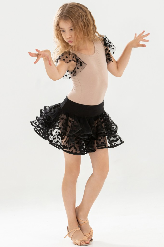 Юбка Латина для дівчаток, ярусна сітка флок 30-38р