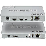 Подовжувач HDMI сигналу PowerPlant HDMI 4K/30hz, до 120 м, через CAT5E/6 (HDES120-KVM) (CA912933), фото 2