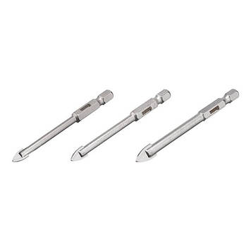 Набір свердел для скла та кераміки 5+6+8 мм HEX 1/4'' (6.35 mm) INTERTOOL SD-0293