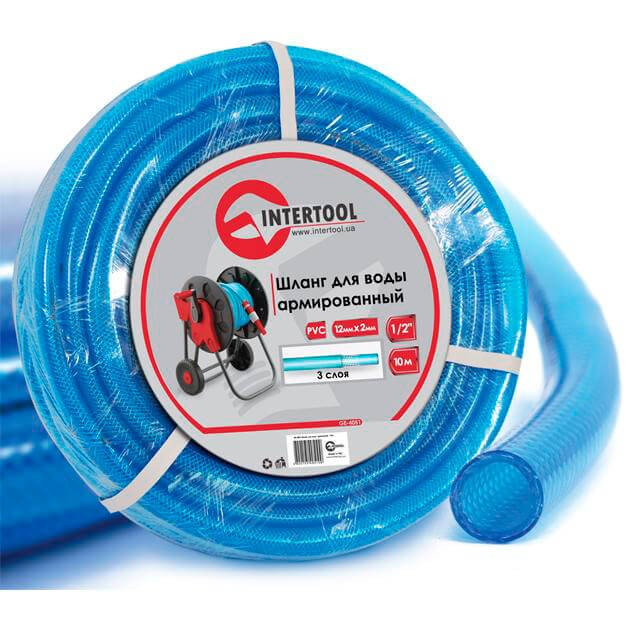 Шланг для води 3-х шаровий 1/2", 10м, армований, PVC INTERTOOL GE-4051