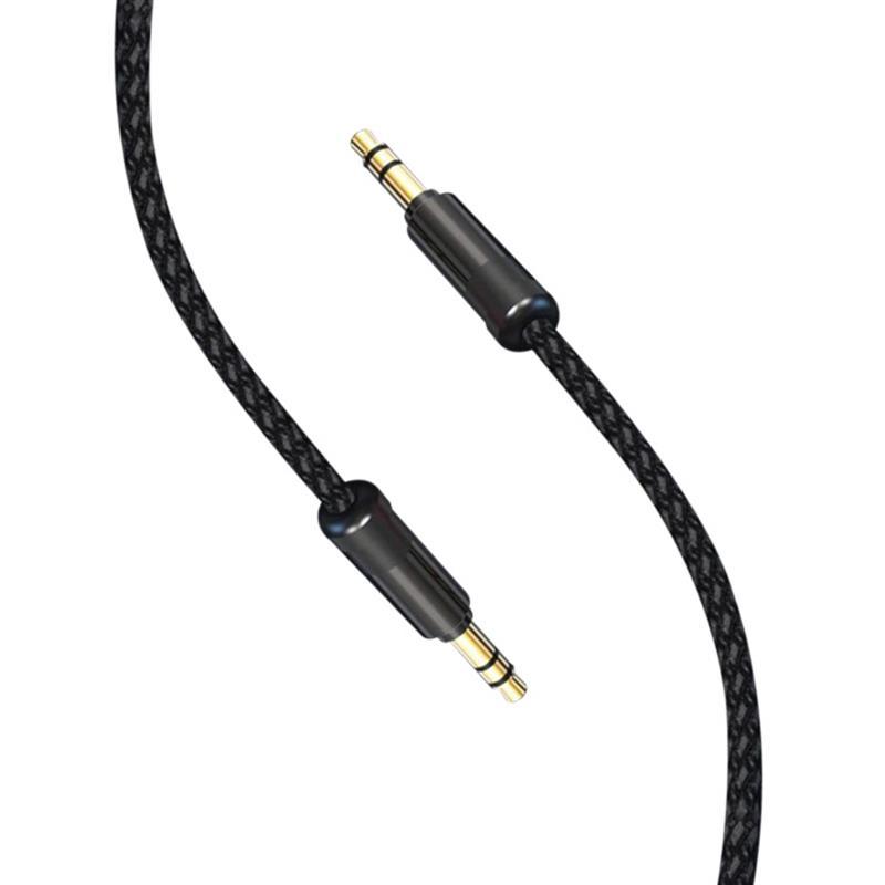 Аудіокабель SkyDolphin SR10 Neylon Wire 3.5 мм-3.5 мм, 1 м, Black (AUX-000065)