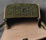Маленька шкіряна сумочка 'В'язь', жіноча сумка через плече, тиснена шкіра, ручна робота, фото 3