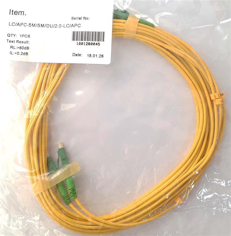 Патчкорд Abee LC/APC-LC/APC duplex, G657A, 2.0mm, 5m, фото 1