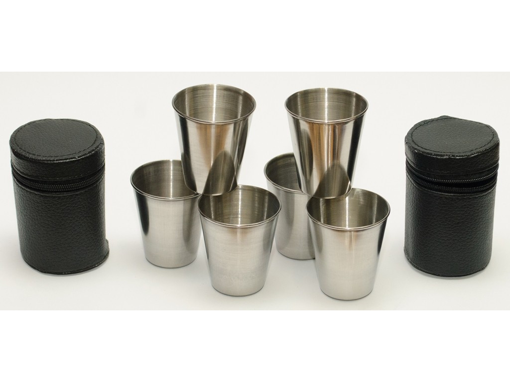 6 шт набір металевих стопок 70 мл в чехлі