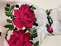 Вышиванка окружность 100 с цветочным орнаментом вышитая кростиком 46-48 размер L