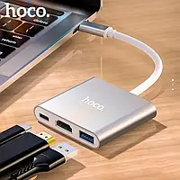 Переходник HUB Hoco HB14 Type-C to USB3.0+HDMI+PD Переходник Type-C to HDMI