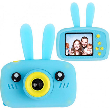 Дитячий фотоапарат цифровий Smart Kids Full HD 1080P 20MP Зайчик | Дитяча фотокамера блакитна