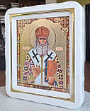 Ікона Святий Лука в білому дерев'яному кіоті під склом, розмір кіота 30*26, сюжет 20*24., фото 2