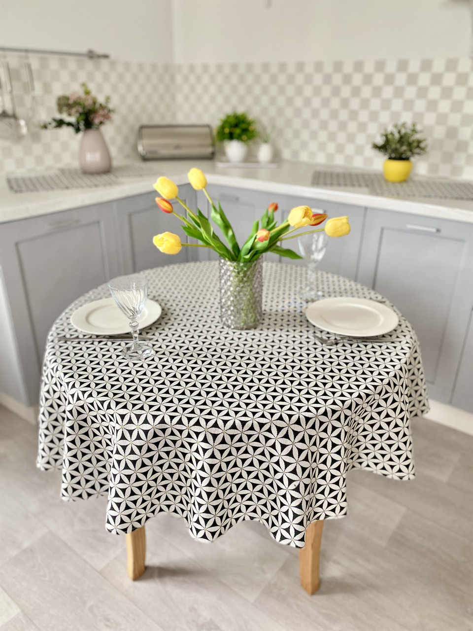 Скатертина жакардова Limaso  Ø140 см., кругла, фото 1