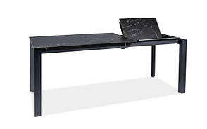 Стіл обідньої Metropol Ceramic метал Чорний, столиця скло+керамика Чорна, 120-180 x76 см (Signal ТМ)