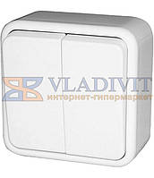 Вимикач двоклавішний e.touch.1112.w  для зовнішнього монтажу, білий, E.NEXT (p043004)