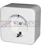 Розетка одинарна e.touch.1231.w.blister  з з/к, для зовнішнього монтажу, біла, E.NEXT (p043011)