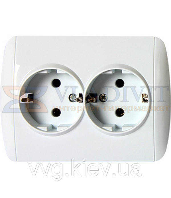 Розетка e.install.stand.810DB c з/к подвійна з рамкою Standard New, E.NEXT (s035036)