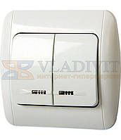 Вимикач e.install.stand.812L+f.cer 2-кл. з підсвіткою з рамкою Standard Cer, E.NEXT (s035041c)