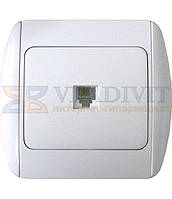 Розетка e.install.stand.814P1+f.cer телефонна одинарна з рамкою Standard Cer, E.NEXT (s035043c)