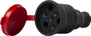 Силова розетка переносна з кришкою каучукова e.socket.rubber.031.25, 4п., 25А, E.NEXT (s9100029)