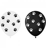 Набір латексних повітряних куль Belbal лапки мікс на білому та чорному, 12" 30 см, 5 шт