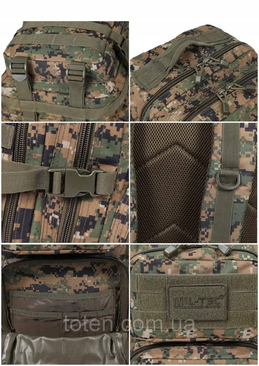 Рюкзак тактический армейский пиксель 36 литров, мягкая спинка, крепления Molle, Mil-Tec Германия - фото 5 - id-p1644376798