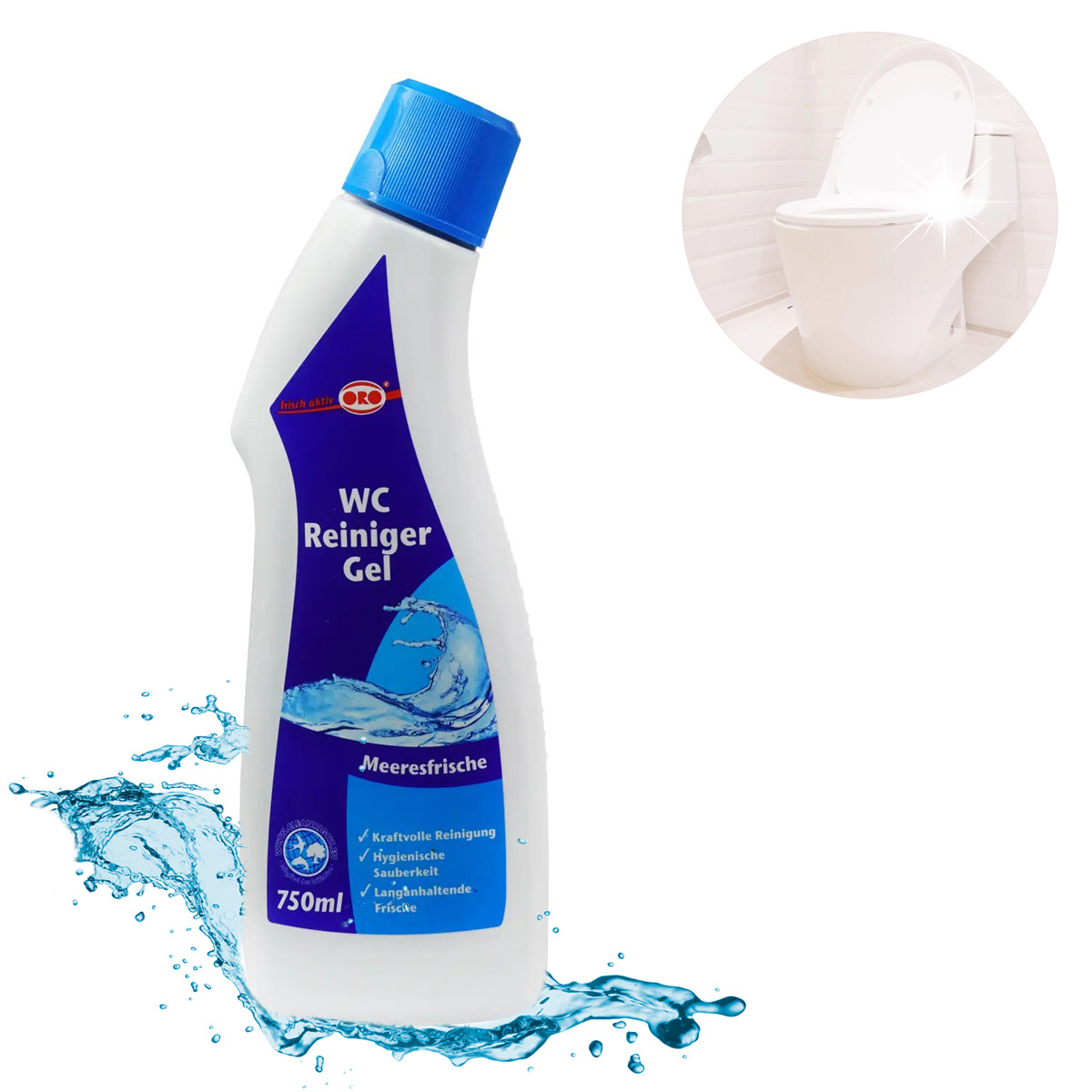 Средство для чистки унитаза "ORO fresh - WC Reiniger Gel" 750 мл, гель для туалета - моющее для унитаза (GK) - фото 1 - id-p1644381568