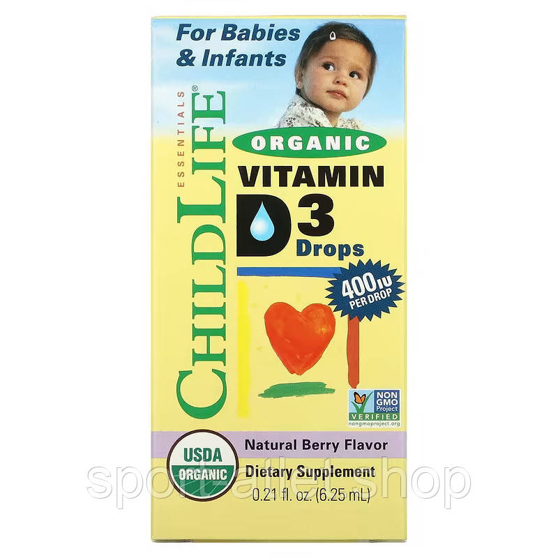 Вітаміни та мінерали ChildLife Organic Vitamin D3 Drops Liquid 400 МЕ, 6.25 мл