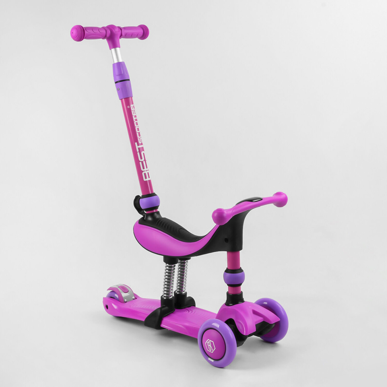 Триколісний Самокат велобіг 3в1 BS-26566 Best Scooter (3 колеса PU зі світлом, батьківська ручка)