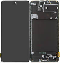 Дисплей Samsung A715F Galaxy A71 тачскрин модуль чорний Amoled оригінал сервісне паковання