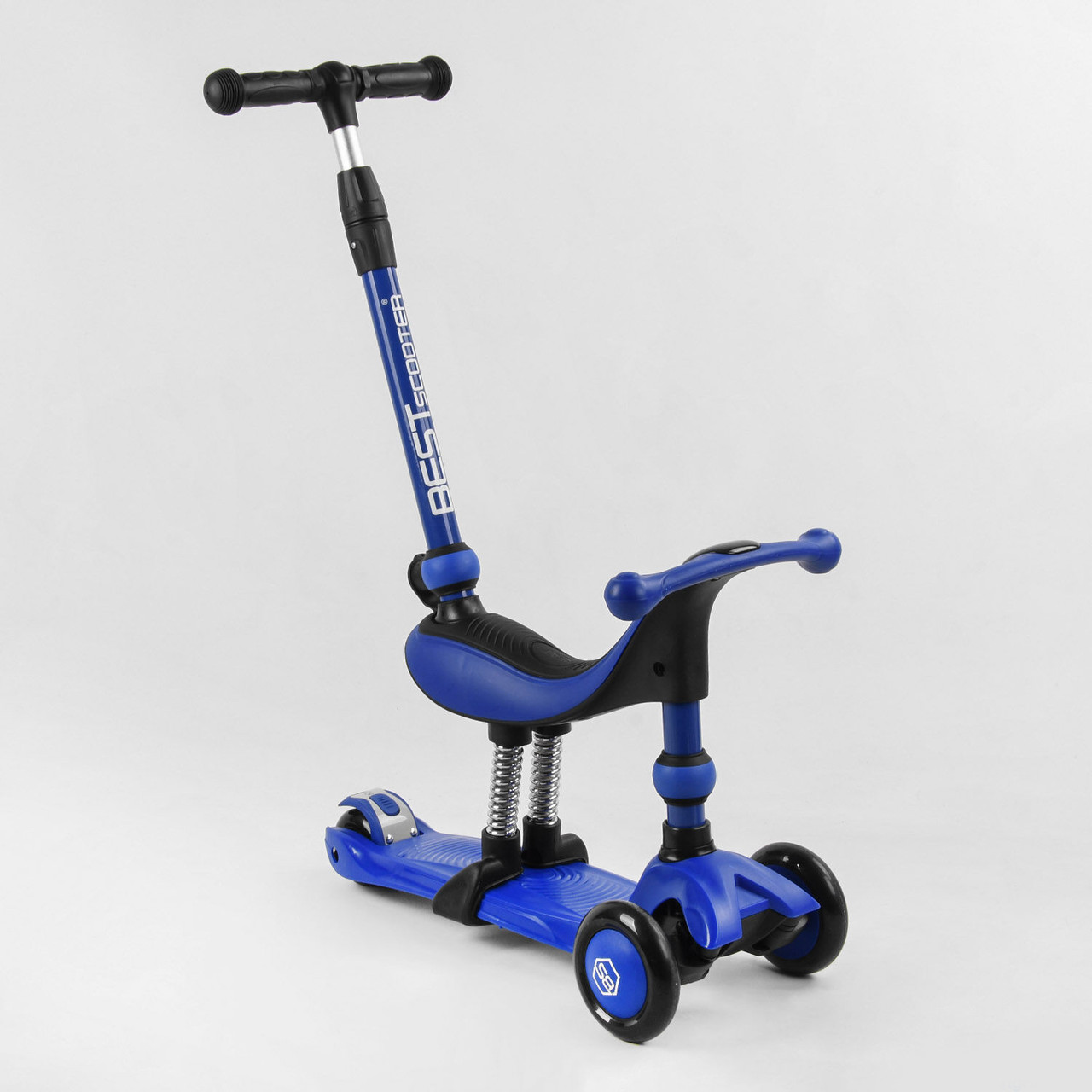 Триколісний Самокат велобіг 3в1 BS-27018 Best Scooter (3 колеса PU зі світлом, батьківська ручка)