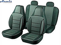 Чехлы на сиденья Pilot 2111/2112/Priora HB/Chevrolet Niva/Калина кож.зам черн.+ткань черно серая