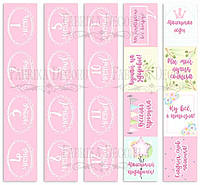 Набір із 5 смуг зі картками для декорування колекцію "Puffy Fluffy Girl", розмір 5 см х 30,5 см,