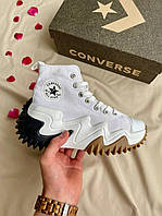 Высокие белые текстильные женские кеды Converse
