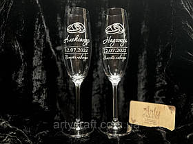 Подарункові весільні бокали для шампанського Богемія з індивідуальним гравіюванням