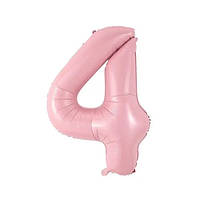 Фольгированная цифра 4 нежно розовая (baby pink) 70 см