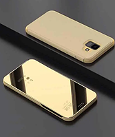 Зеркальный золотой чехол-книжка CLEAR VIEW с функцией подставки для Samsung Galaxy A8 Plus 2018 A730