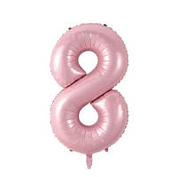 Фольгированная цифра 8 нежно розовая (baby pink) 70 см