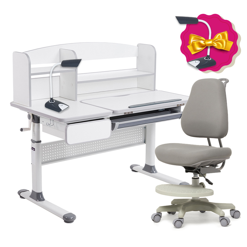 Комплект парта для школярів Cubby Rigu Grey + ортопедичне крісло Cubby Paeonia Grey