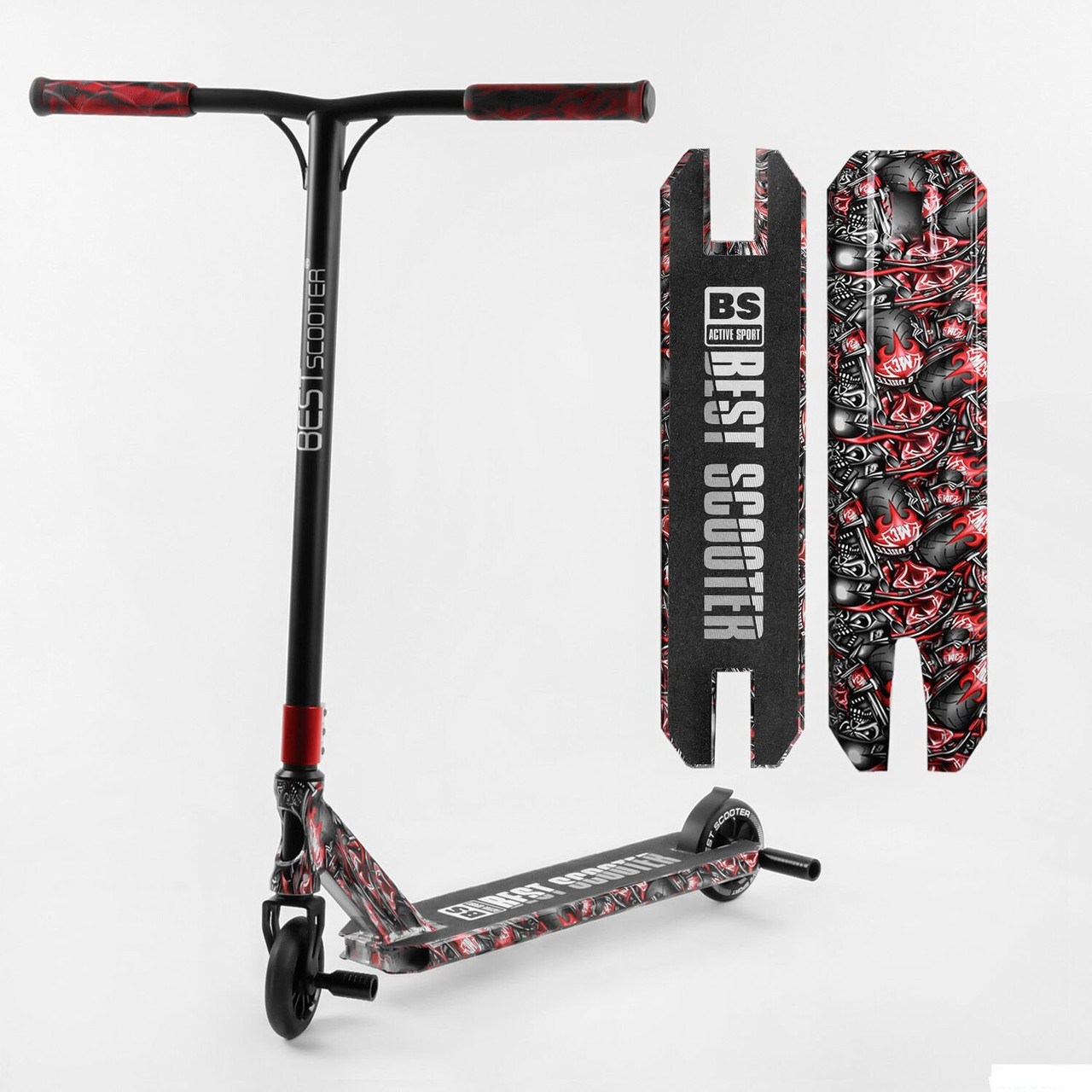 Самокат трюковий Best Scooter BS-77488 (4) HIC-система, ПЕГІ, алюмінієвий диск і дека з ПРИНТОМ, коліща PU,