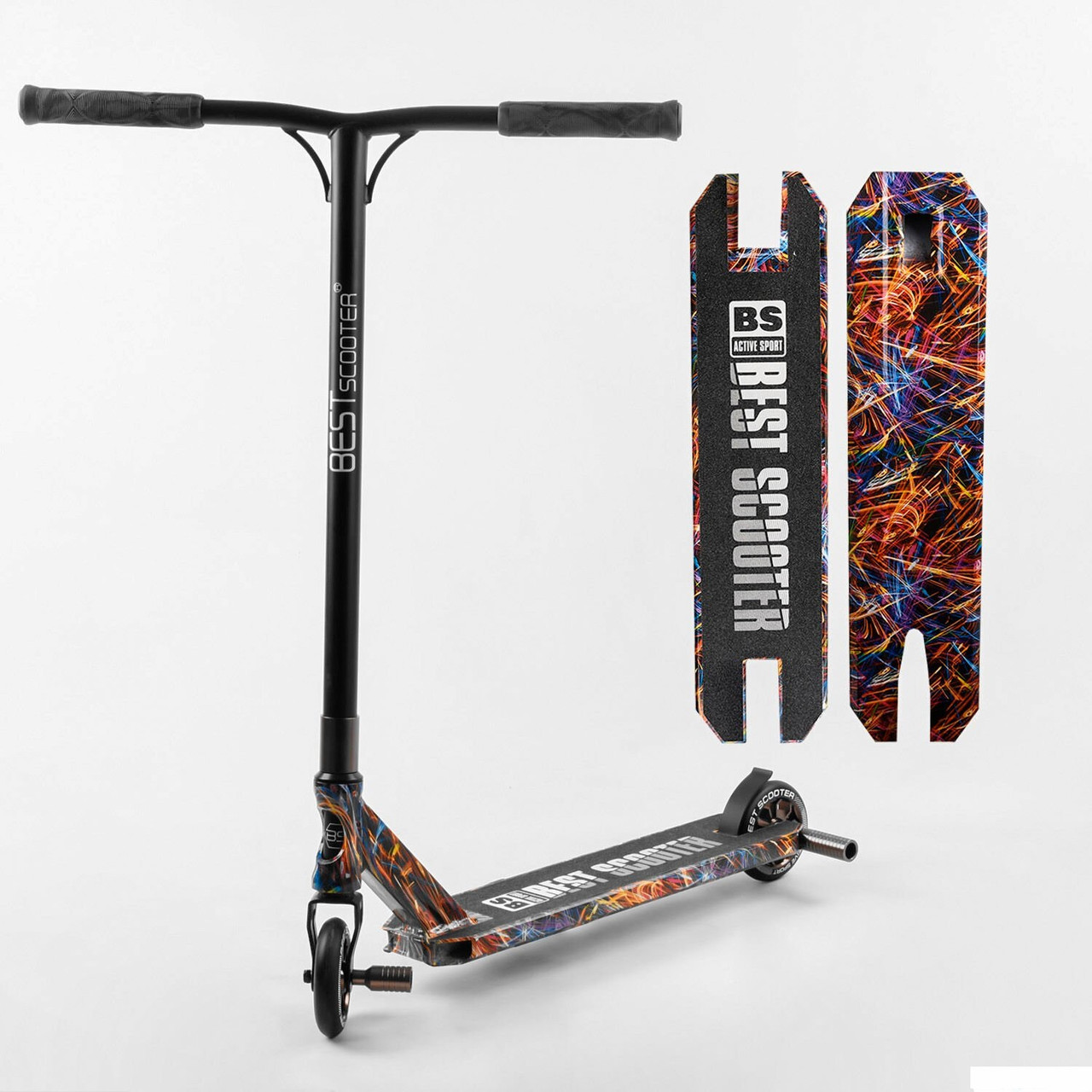 Самокат трюковий Best Scooter BS-77350 (4) HIC-система, ПЕГІ, алюмінієвий диск і дека з ПРИНТОМ, коліща PU,