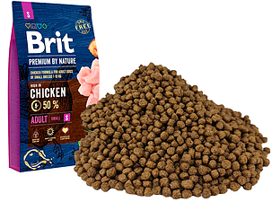 Brit Premium Adult S Chiken. Бріт Преміум корм сухий з куркою для собак дрібних порід, 1 кг (розвіс). 526307, фото 1